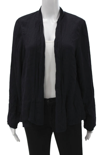 Eileen Fisher Women Black Rayon Collared Long Sleeve Cardigan Size M