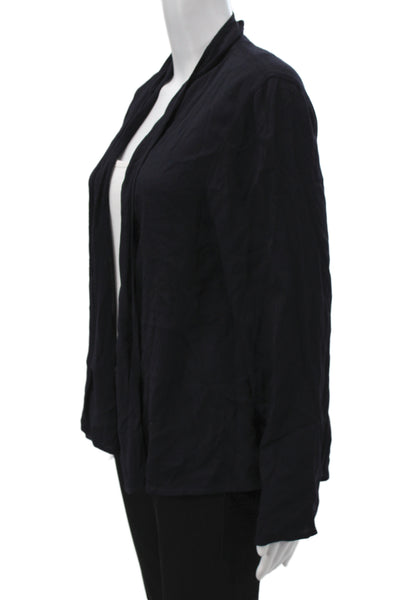 Eileen Fisher Women Black Rayon Collared Long Sleeve Cardigan Size M