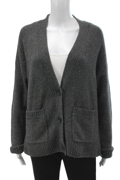 J Crew Womens Gray V-Neck Cardigan Long Sleeve Size M