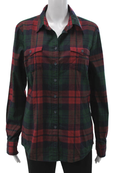 Brooks Brothers Womens Dark Blue Plaid Button-Up Cotton Long Sleeve Size 10