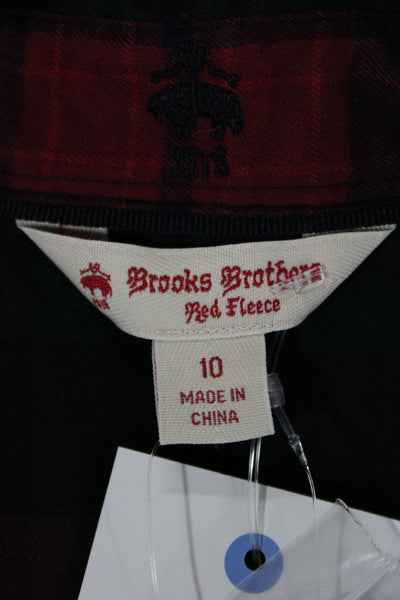 Brooks Brothers Womens Dark Blue Plaid Button-Up Cotton Long Sleeve Size 10