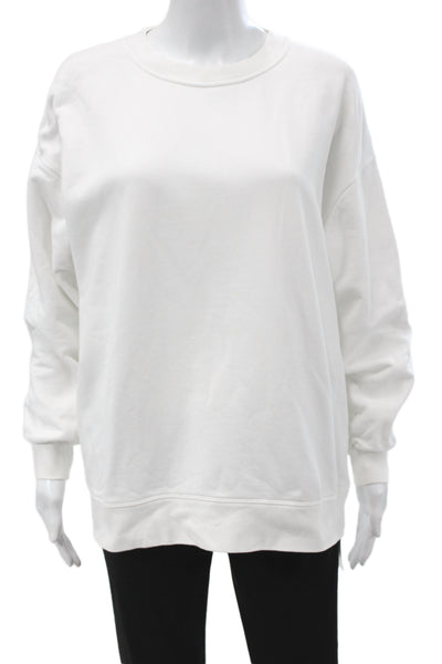Lululemon Unisex Pullover Sweatshirt White Cotton Crew Neck Long Sleeve Size M
