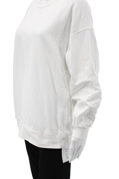 Lululemon Unisex Pullover Sweatshirt White Cotton Crew Neck Long Sleeve Size M