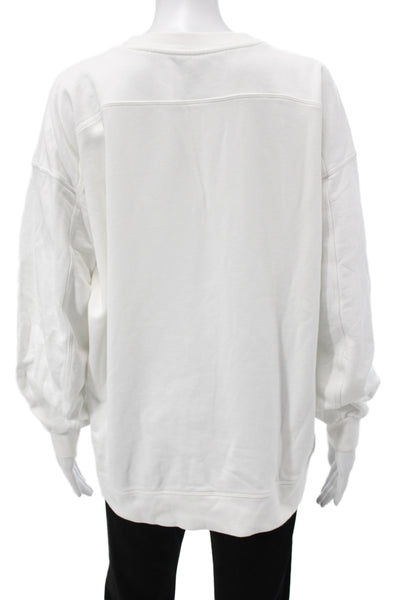 Lululemon Unisex Pullover Sweatshirt White Cotton Crew Neck Long Sleeve Size M