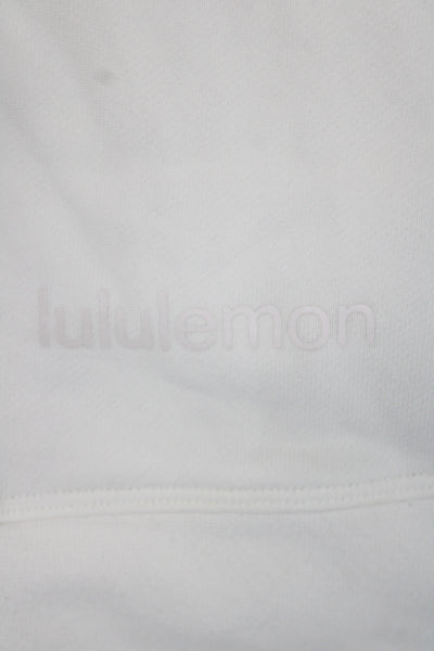 Lululemon Unisex Pullover Sweatshirt White Cotton Crew Neck Long Sleeve Size M