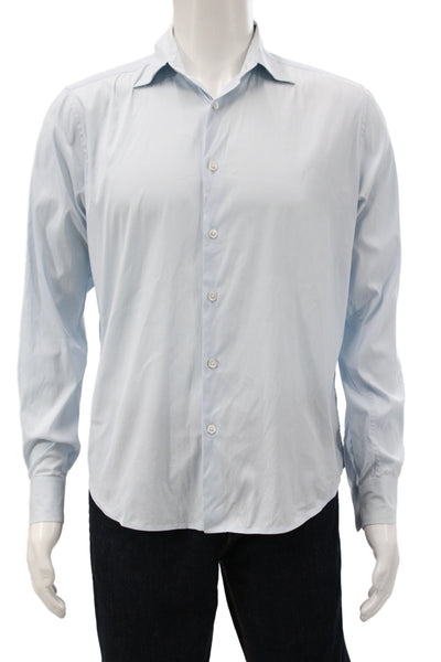 Theory For Scoop Mens Light Blue Point Collar Long Sleeve Dress Shirt Size M