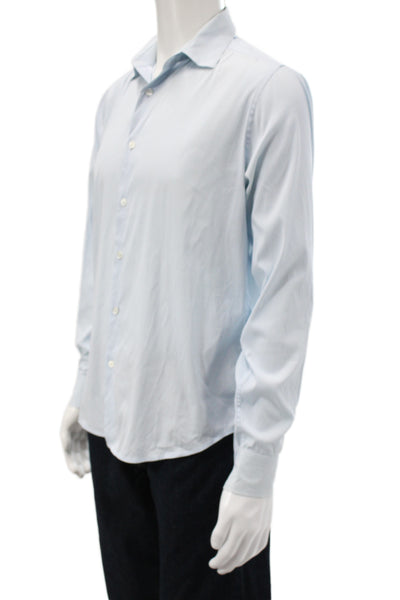 Theory For Scoop Mens Light Blue Point Collar Long Sleeve Dress Shirt Size M