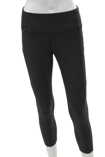 Lululemon Women Black Capri Leggings Polyester Pull On Size 8