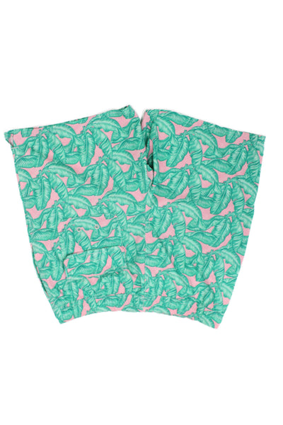 Vineyard Vines Childrens Boys Leaf Print Swim Shorts Pink Green Size Large