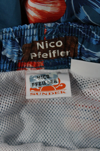 Sundek Childrens Boys Floral Print Swim Shorts Blue Orange Size Small
