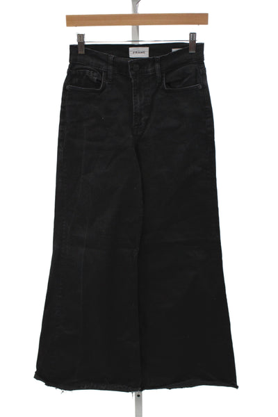 Frame Women Wide-Leg Black High Rise Cotton Jeans Size 27