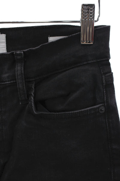 Frame Women Wide-Leg Black High Rise Cotton Jeans Size 27