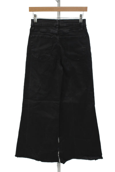 Frame Women Wide-Leg Black High Rise Cotton Jeans Size 27