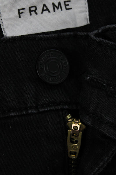 Frame Women Wide-Leg Black High Rise Cotton Jeans Size 27