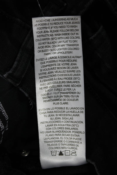 Frame Women Wide-Leg Black High Rise Cotton Jeans Size 27