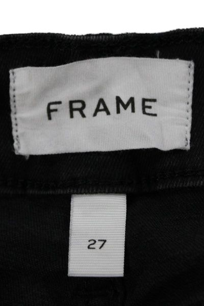 Frame Women Wide-Leg Black High Rise Cotton Jeans Size 27
