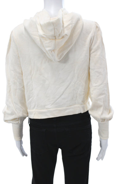 Love Shack Fancy Women Pullover Hoodie Beige 100% Cotton Drawstring Size XS