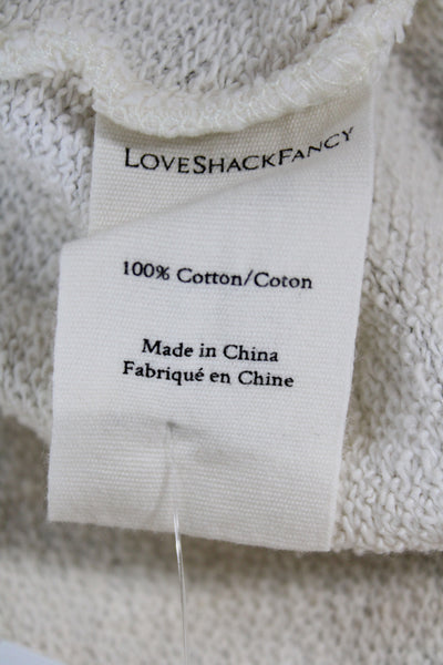 Love Shack Fancy Women Pullover Hoodie Beige 100% Cotton Drawstring Size XS