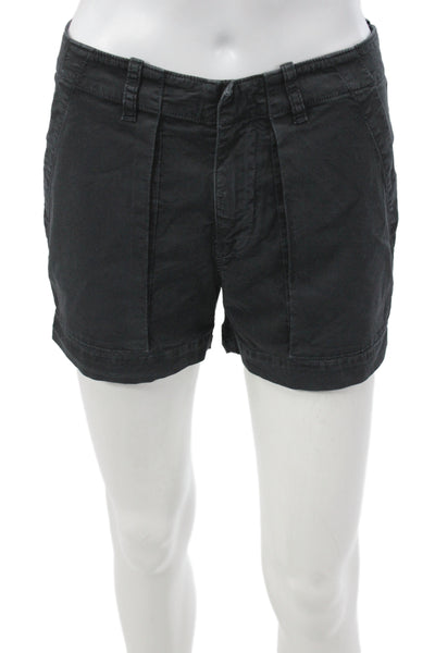 Nili Lotan Womens Cargo Shorts Black Cotton Blend Button Size 0