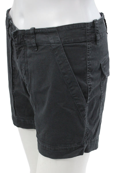 Nili Lotan Womens Cargo Shorts Black Cotton Blend Button Size 0