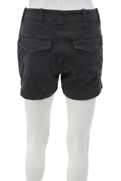 Nili Lotan Womens Cargo Shorts Black Cotton Blend Button Size 0