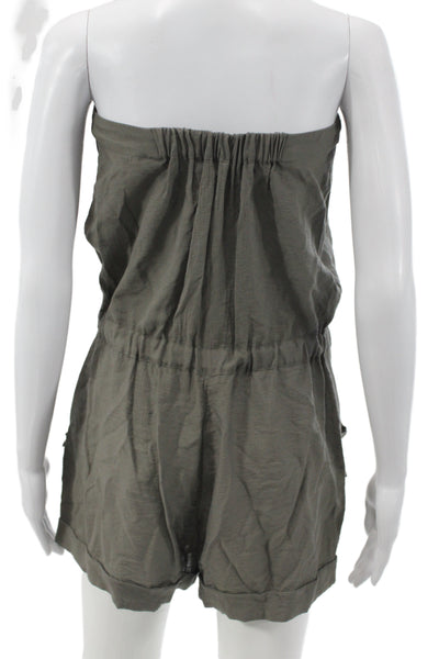 BCBG Max Azria Women Strapless Sleeveless Green Playsuit Rayon Safari Size 0
