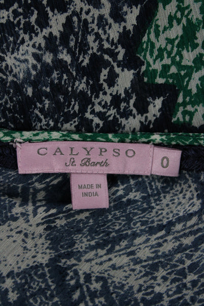 Calypso Saint Barth Women Shift Dress Multi Silk V Neck Long Sleeve Size 0