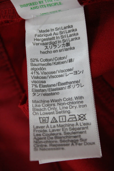 J Crew Women Red Dress Pants Cotton Blend Hook & Eye Size 4
