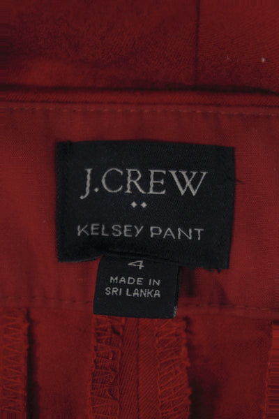 J Crew Women Red Dress Pants Cotton Blend Hook & Eye Size 4