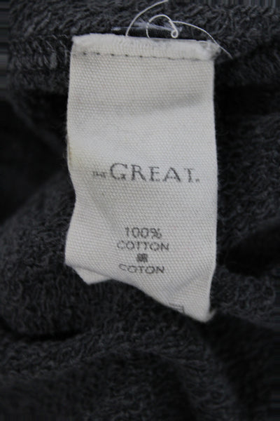 The Great Womens Pullover Crew Neck Gray 100% Cotton Long Sleeve Size 0