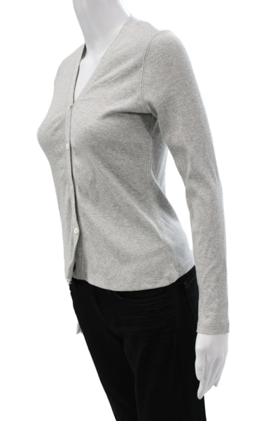 Buck Mason Womens Gray V Neck Long Sleeve Cardigan 90% Cotton Size S
