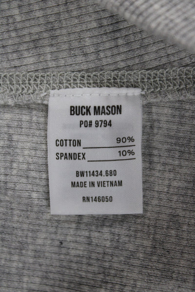 Buck Mason Womens Gray V Neck Long Sleeve Cardigan 90% Cotton Size S