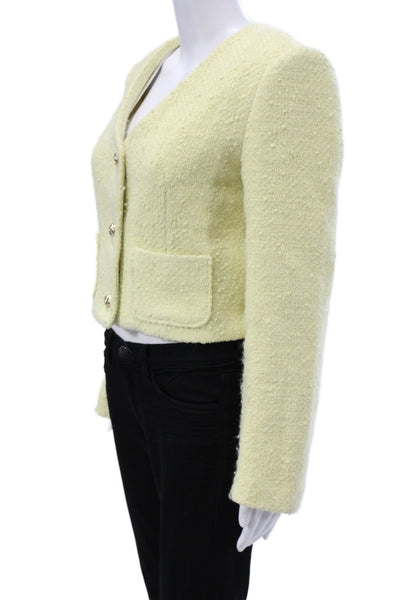 ASTR Women Yellow Wool Blend V Neck Long Sleeve Blazer Size S