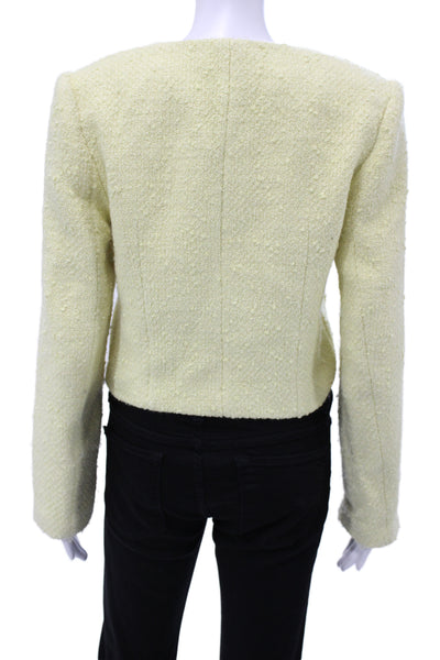 ASTR Women Yellow Wool Blend V Neck Long Sleeve Blazer Size S