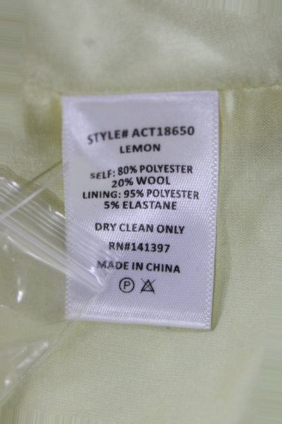 ASTR Women Yellow Wool Blend V Neck Long Sleeve Blazer Size S