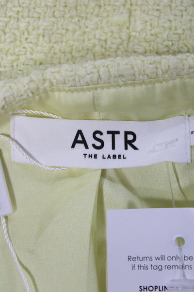 ASTR Women Yellow Wool Blend V Neck Long Sleeve Blazer Size S