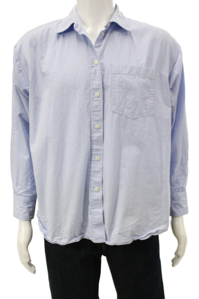 J Crew Women Blue 100% Cotton Collared Button Up Long Sleeve Shirt Size S