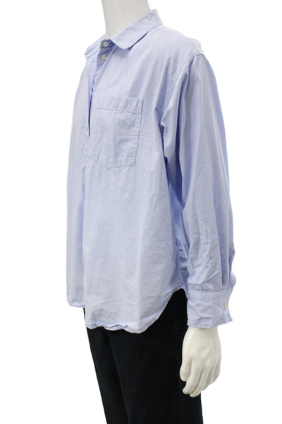 J Crew Women Blue 100% Cotton Collared Button Up Long Sleeve Shirt Size S