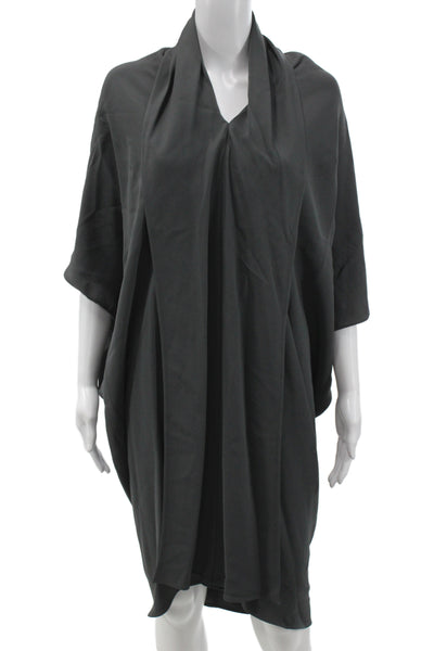 Ronen Chen Women Gray Kaftan Dress Cowl Neck Half Sleeve 80% Viscose Size 1