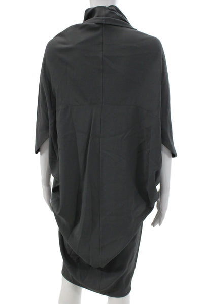 Ronen Chen Women Gray Kaftan Dress Cowl Neck Half Sleeve 80% Viscose Size 1