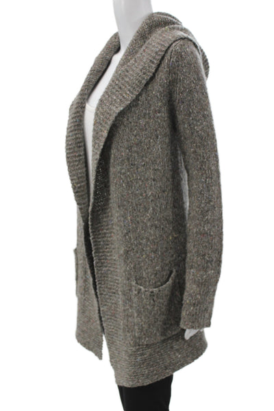 Theory Womens Petite Gray Wool Blend Collared Cardigan Long Sleeve Size S