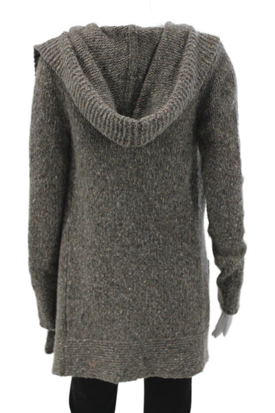 Theory Womens Petite Gray Wool Blend Collared Cardigan Long Sleeve Size S