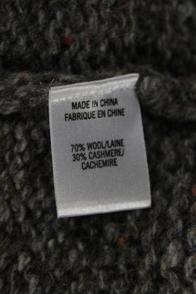 Theory Womens Petite Gray Wool Blend Collared Cardigan Long Sleeve Size S