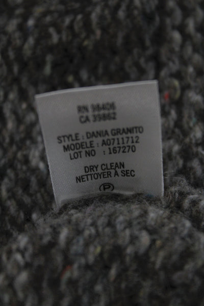 Theory Womens Petite Gray Wool Blend Collared Cardigan Long Sleeve Size S