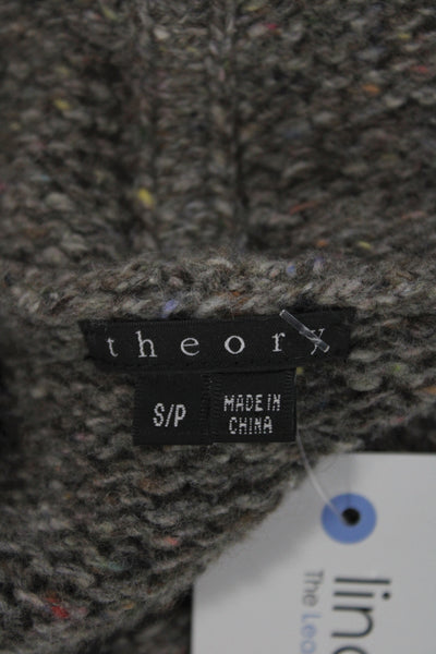 Theory Womens Petite Gray Wool Blend Collared Cardigan Long Sleeve Size S