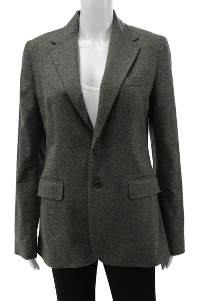 Ralph Lauren Blue Label Women Gray Basic Jacket Lambs Wool Button Size 8