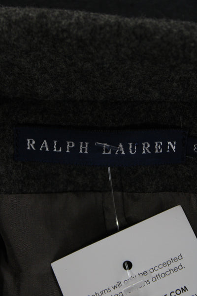 Ralph Lauren Blue Label Women Gray Basic Jacket Lambs Wool Button Size 8