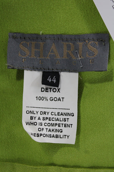 Sharis Place Women Green Goat Basic Jacket Button Long Sleeve Size 44