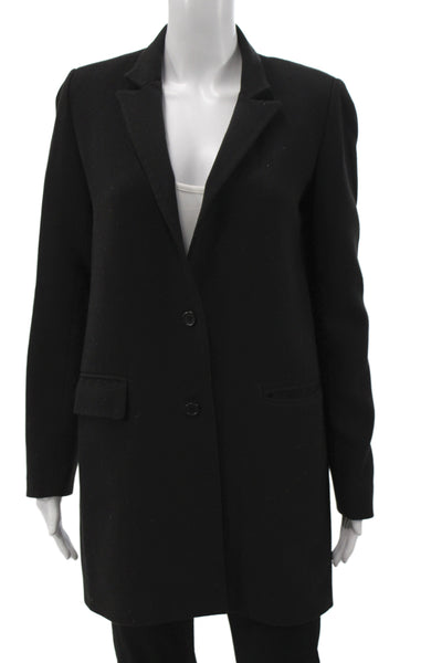 Paul & Joe Womens Black Floral Polyester Overcoat Button Long Sleeve Size 38