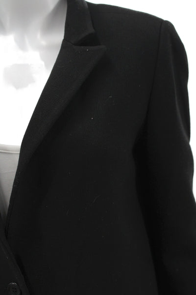 Paul & Joe Womens Black Floral Polyester Overcoat Button Long Sleeve Size 38